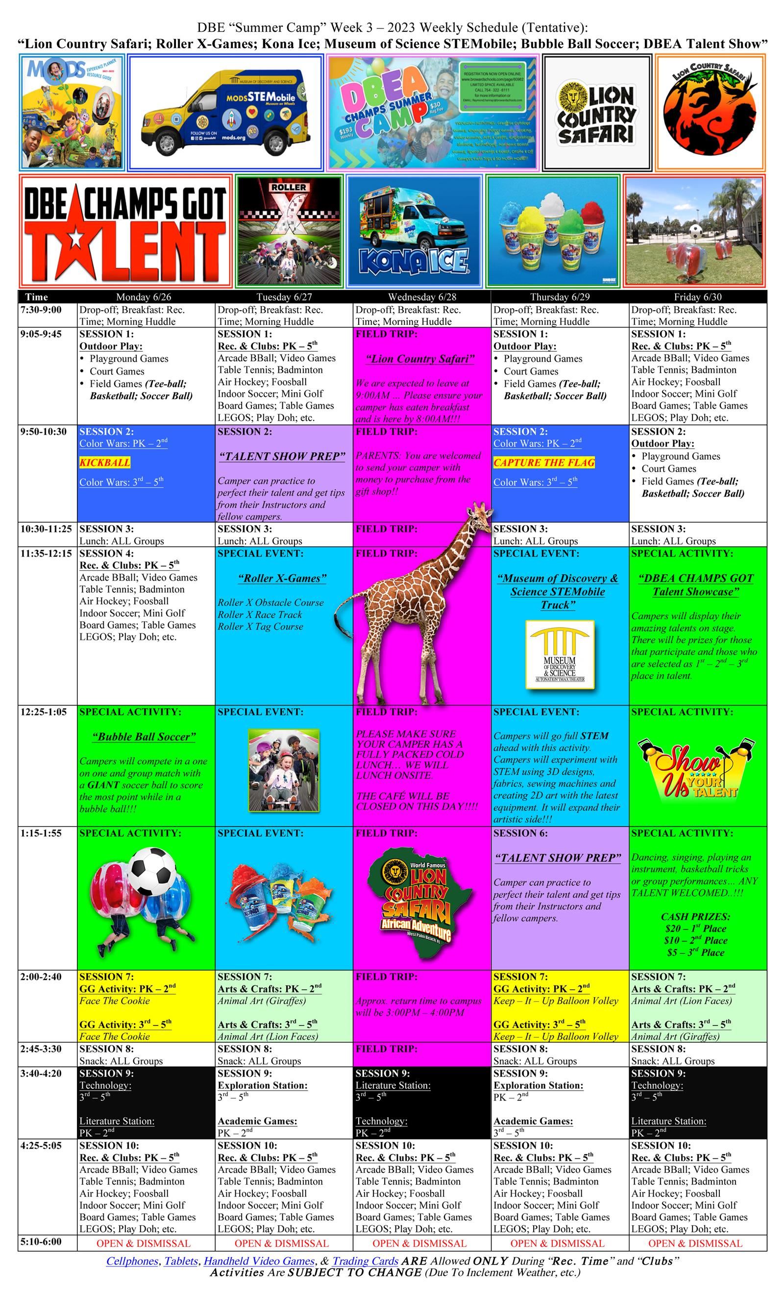 DBES Week 3 Schedule